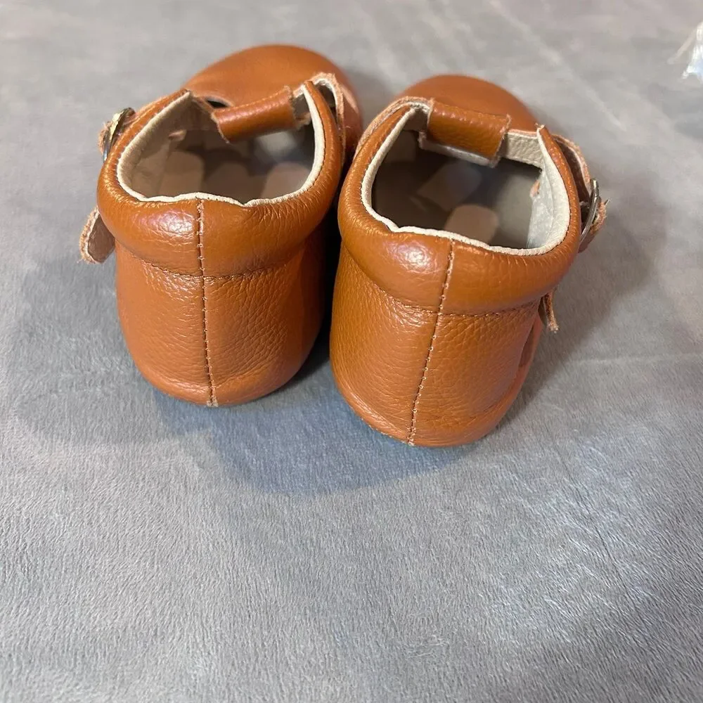 Little Toe Co T Strap Mary Jane Leather Shoes Girls 4 / 5 Brown GUC